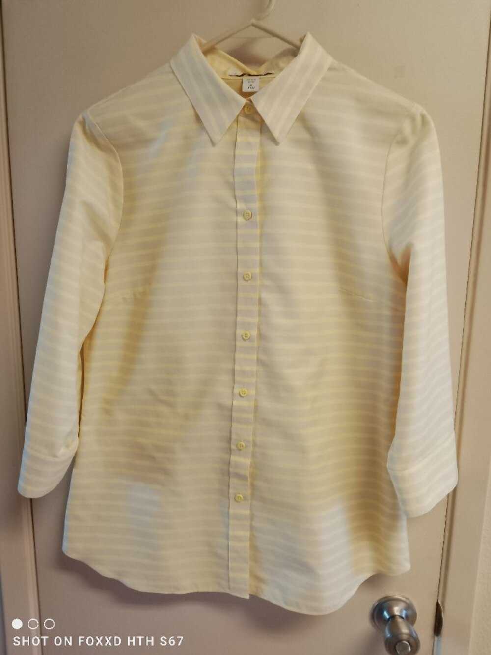 Women's Coldwater Creek Yellow & Tan Stripe Button up Blouse Medium